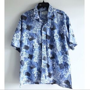 Kole Kole Vintage Blue Tropical Hawaiian Shirt L